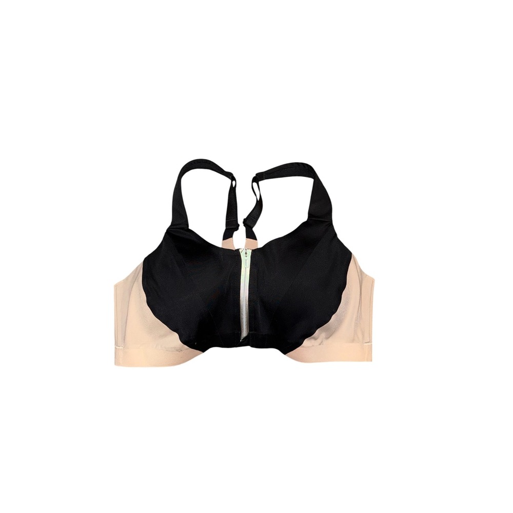 Victoria's Secret Sports Bra Women 36D Black Knockout Front Zip On Point